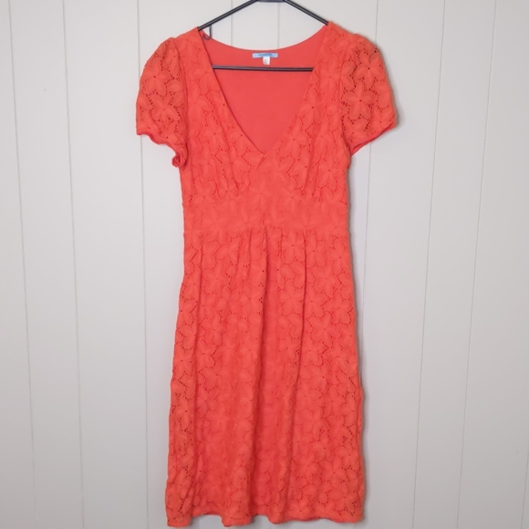 Anthropologie Leifnotes Doglora Tangerine Lace Knee Length Size Small - Picture 2 of 7